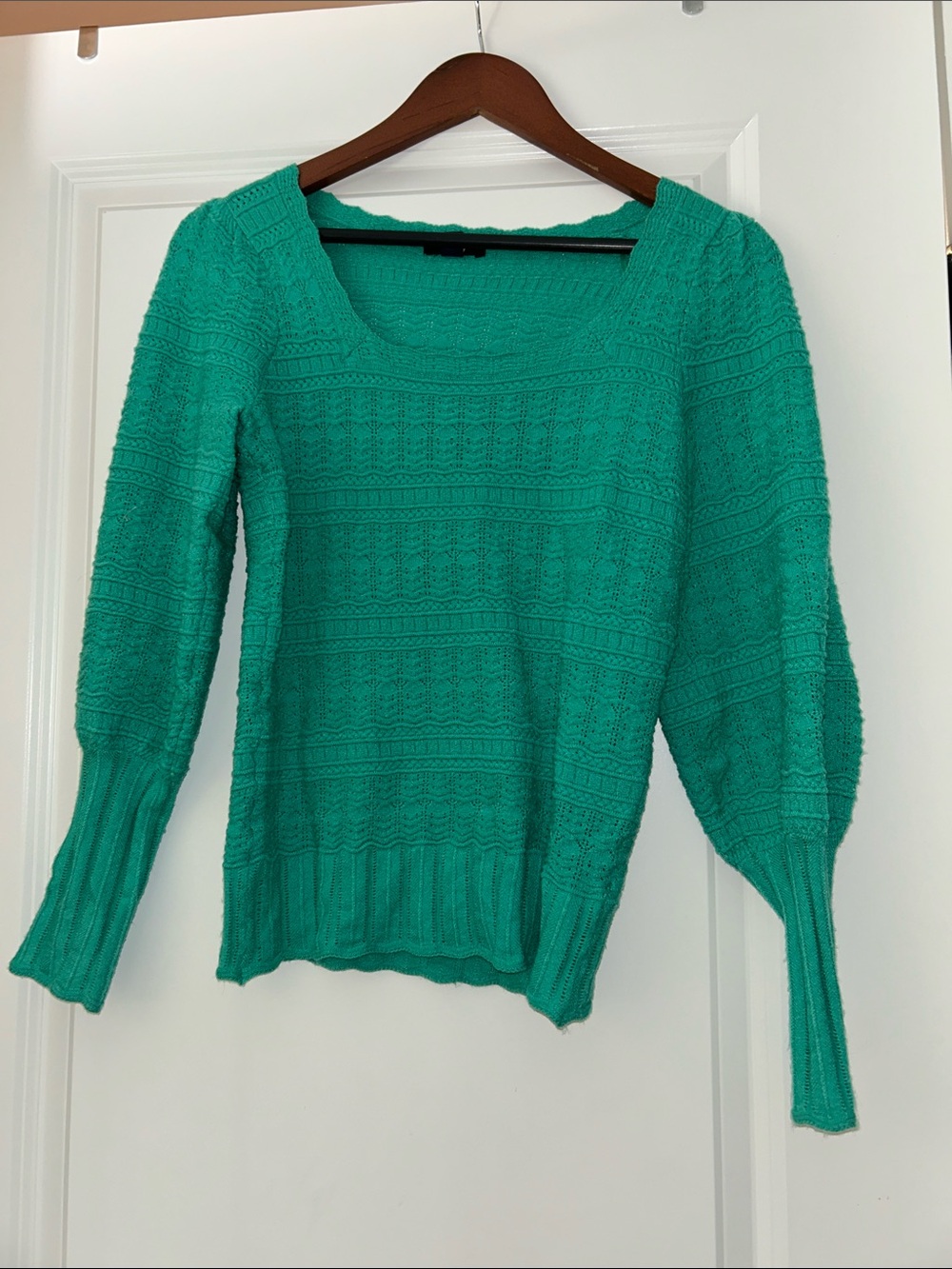 Hatley Teal Square-Neck Textured Knit Sweater